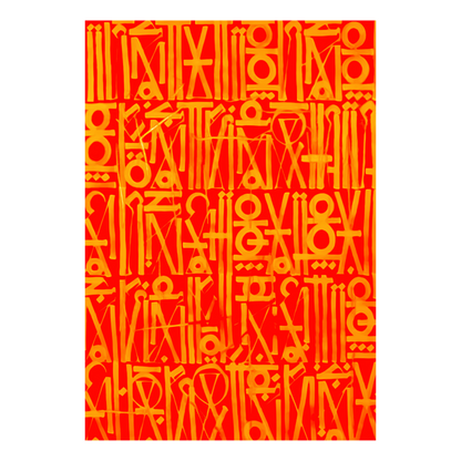 Dipinto su tela in stile Calligraffiti Retna rosso vivo