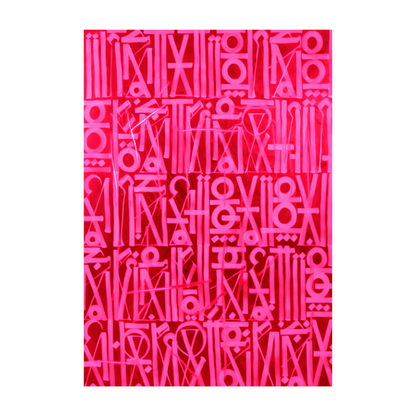 Vivid Pink Calligraphic Abstract Canvas – Hand-Painted Wall Art