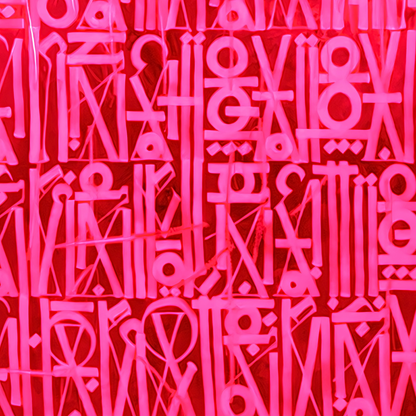 Vivid Pink Calligraphic Abstract Canvas – Hand-Painted Wall Art