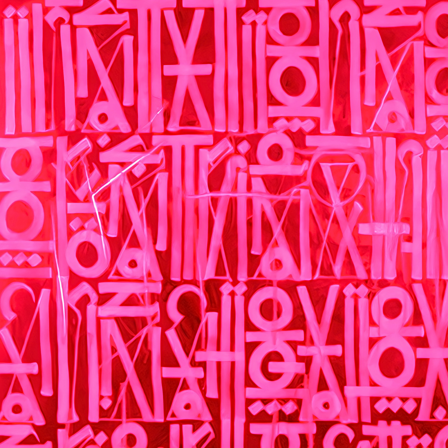 Vivid Pink Retna-Inspired Abstract Script Painting – Handcrafted Canvas