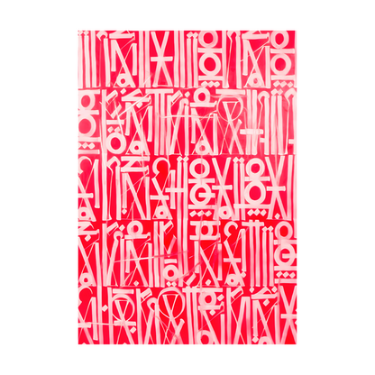 Red & White Calligraphic Abstract Wall Art – Handcrafted Script Canvas