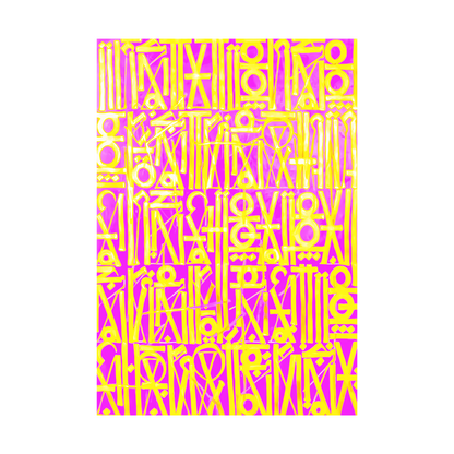 Pink & Yellow Calligraphic Abstract Canvas – Hand-Painted Wall Art