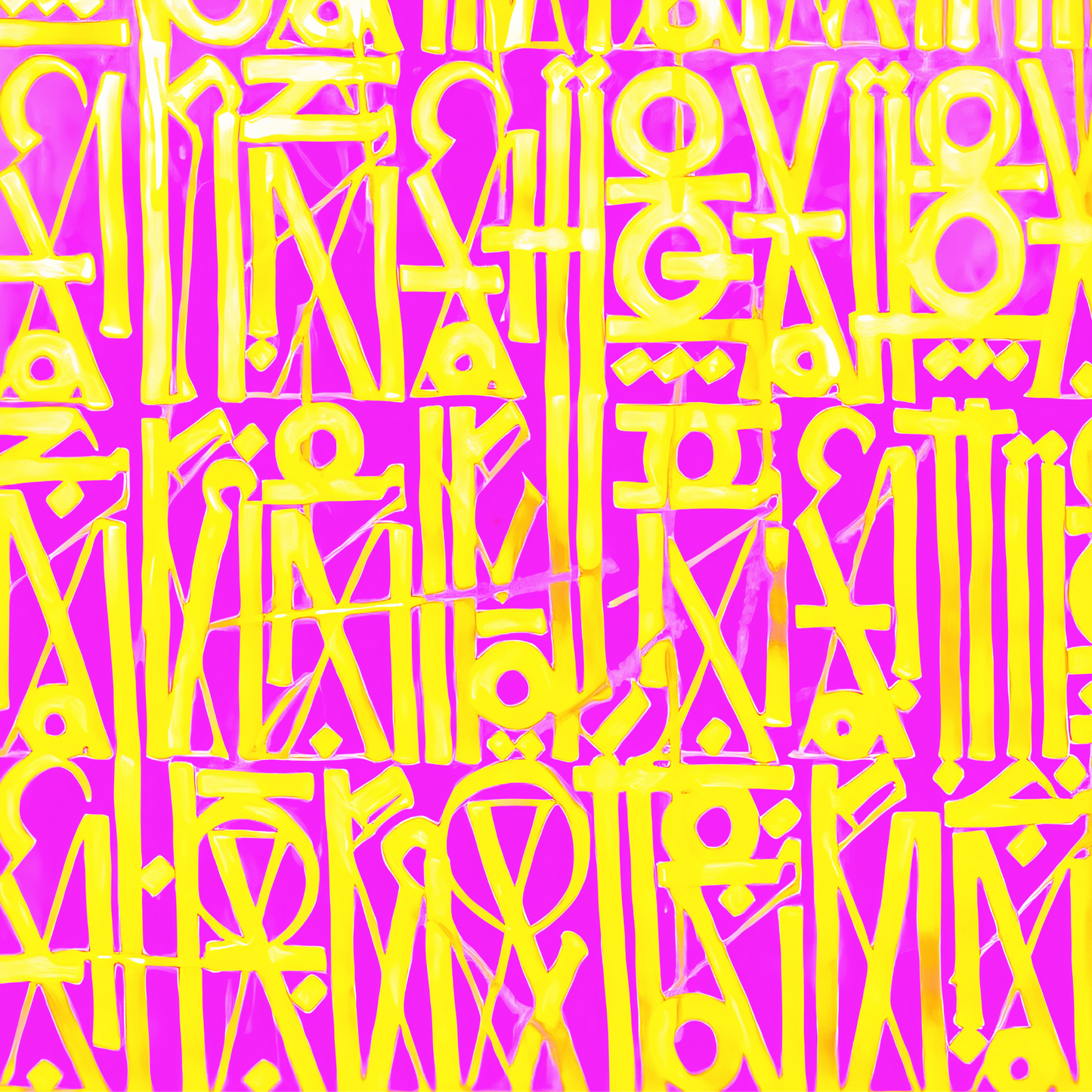 Pink & Yellow RETNA-Inspired Abstract Script Canvas