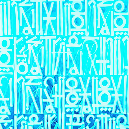 Luminous Sky Blue Calligraphic Abstract Canvas – Hand-Painted Wall Art