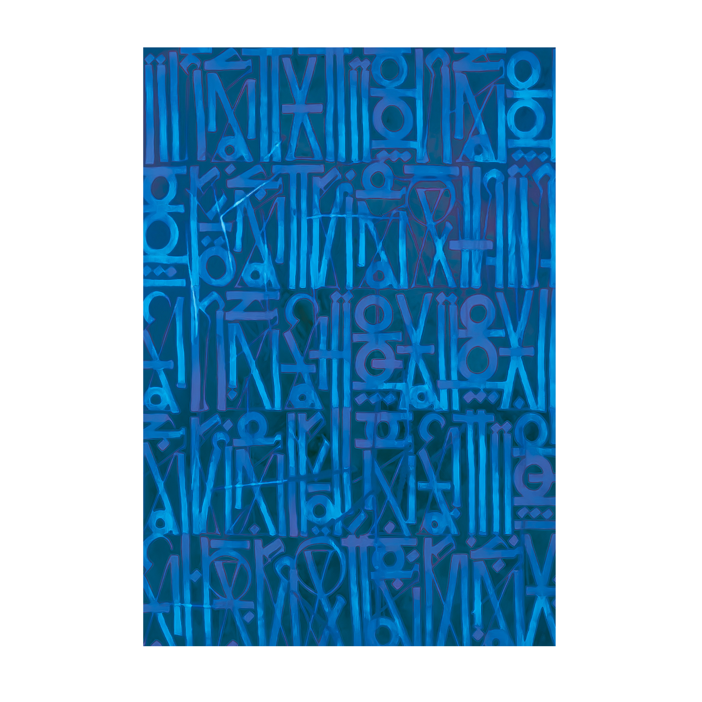 Dark Blue RETNA-Inspired Script Canvas – Handcrafted Urban Expressionist Art