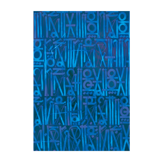 Dark Blue RETNA-Inspired Script Canvas – Handcrafted Urban Expressionist Art