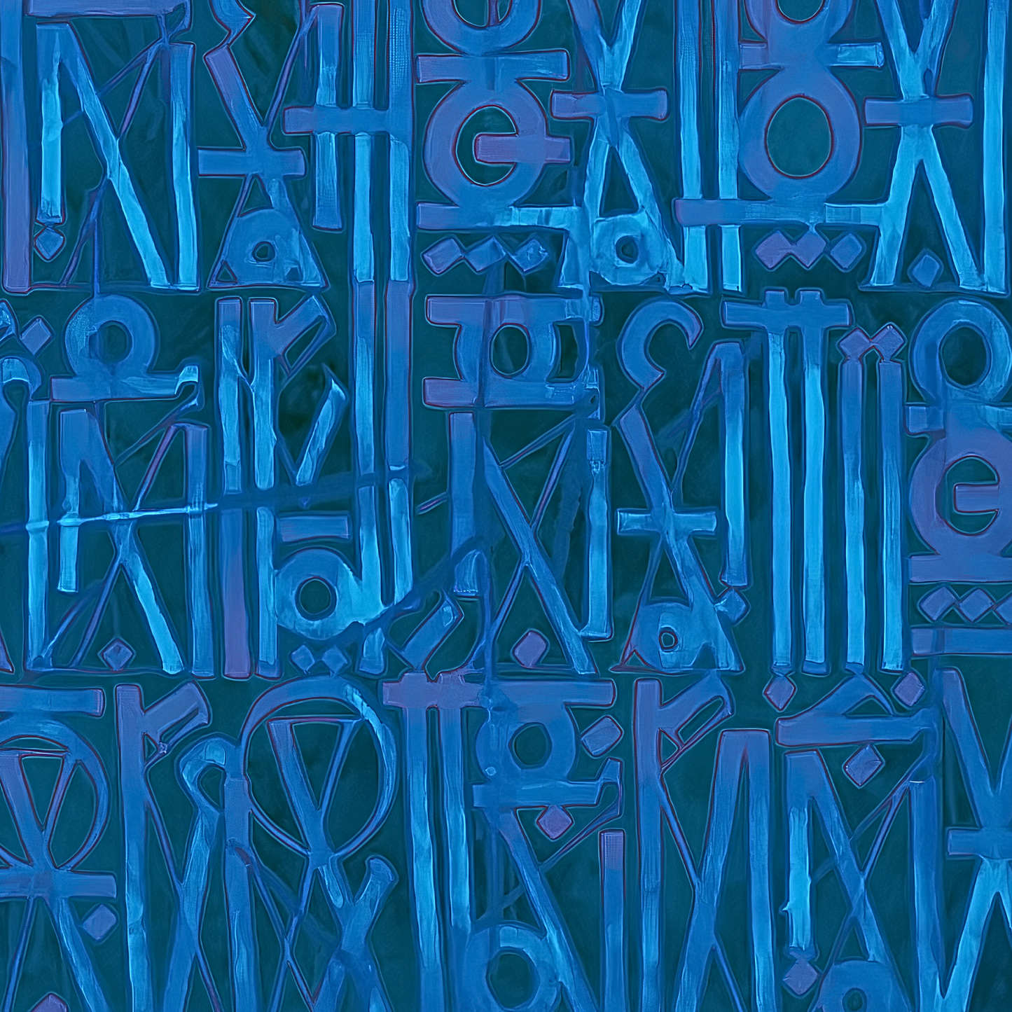 Dark Blue RETNA-Inspired Script Canvas – Handcrafted Urban Expressionist Art