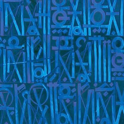 Dark Blue Abstract Calligraphic Script Canvas – Hand-Painted Urban Wall Art