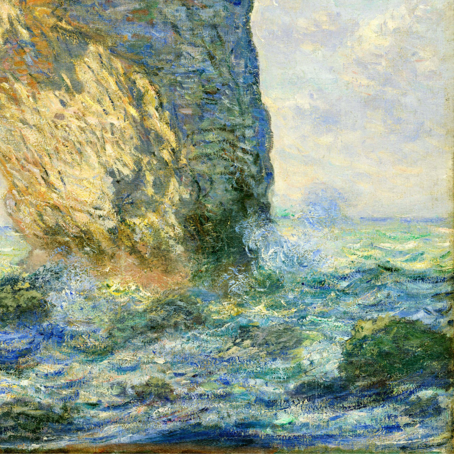 Monet Reproduction Étretat Cliff Arch – Hand-Painted Coastal Impressionist Seascape