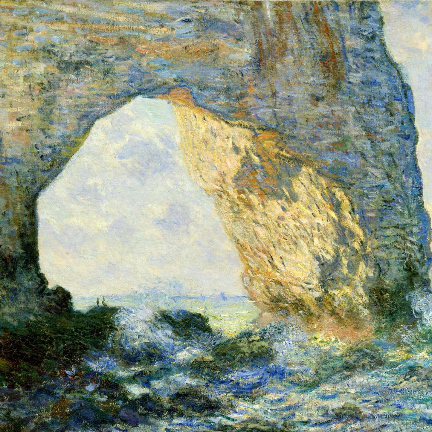Monet Reproduction Étretat Cliff Arch – Hand-Painted Coastal Impressionist Seascape
