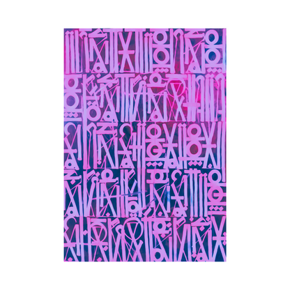 Pink & Purple Abstract Calligraphic Graffiti Painting – Hand-Painted Wall Art