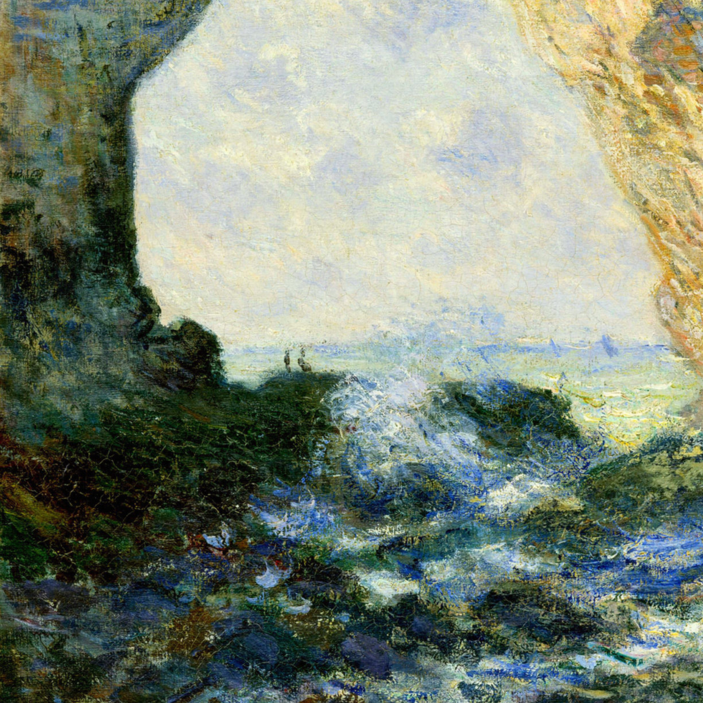 Monet Reproduction Étretat Cliff Arch – Hand-Painted Coastal Impressionist Seascape
