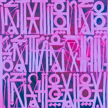 Pink & Purple Abstract Calligraphic Graffiti Painting – Hand-Painted Wall Art
