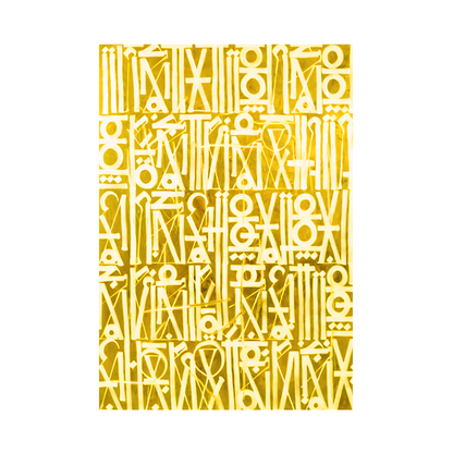Metallic Gold Abstract Calligraphic Graffiti Painting – Hand-Painted Canvas