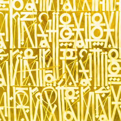 Metallic Gold Abstract Calligraphic Graffiti Painting – Hand-Painted Canvas