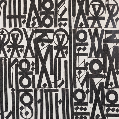 Black & White Abstract Calligraphic Graffiti Canvas – Hand-Painted Modern Wall Art