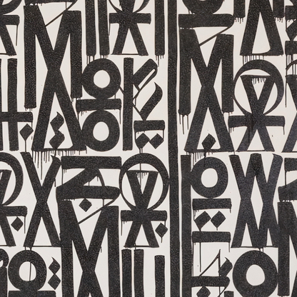 Black & White Abstract Calligraphic Graffiti Canvas – Hand-Painted Modern Wall Art