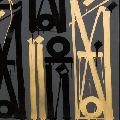 Gold & Black Abstract Calligraphic Canvas – Luxury Square Wall Art