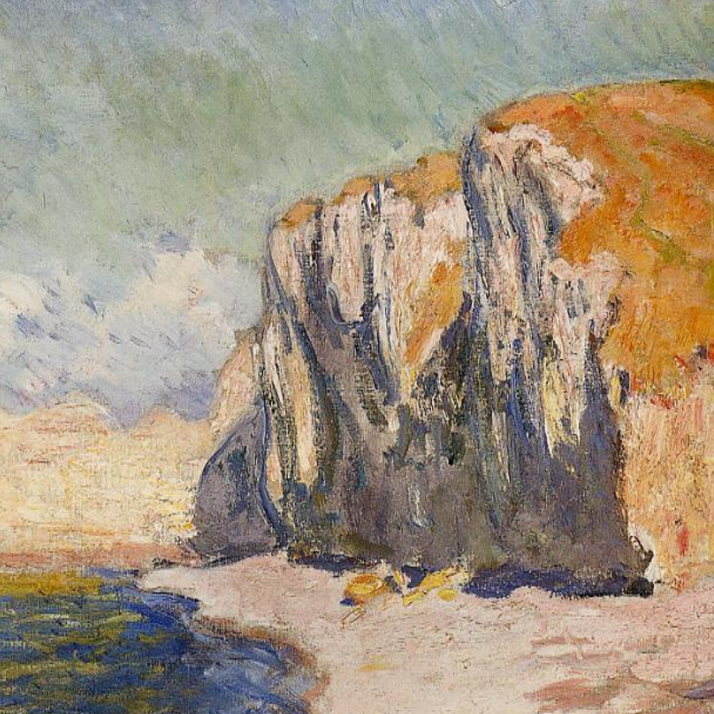 Monet Reproduction Étretat Beach with Boats – Hand-Painted Coastal Impressionist Art
