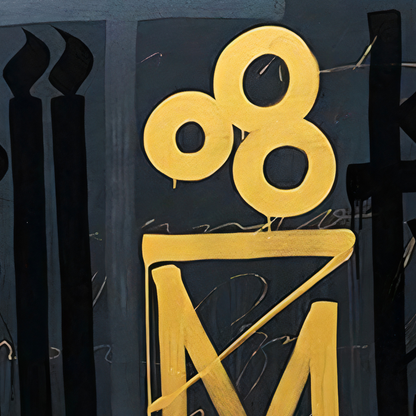 Gold & Black Abstract Calligraphic Graffiti Canvas – Modern Urban Wall Art
