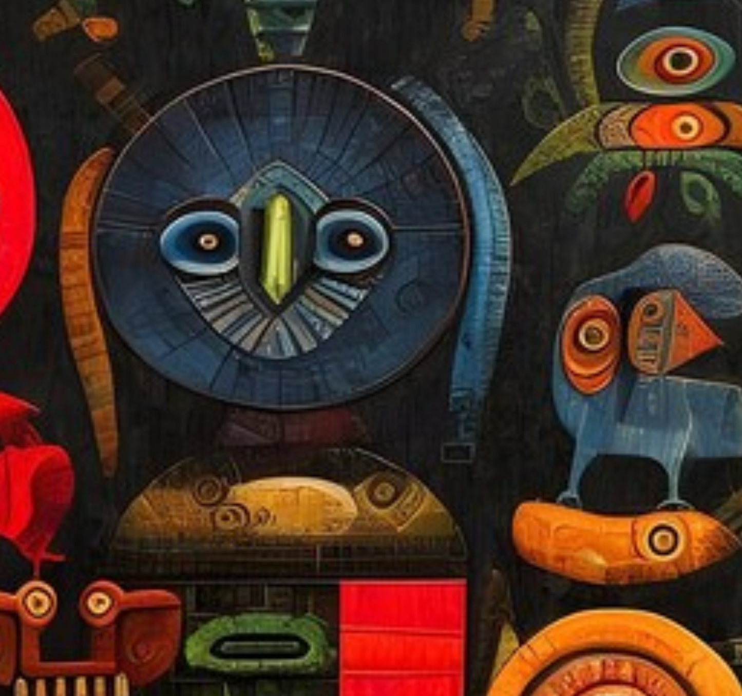 Tribal Totem Abstract Painting – Hand-Painted Modern Ethnic Wall Art