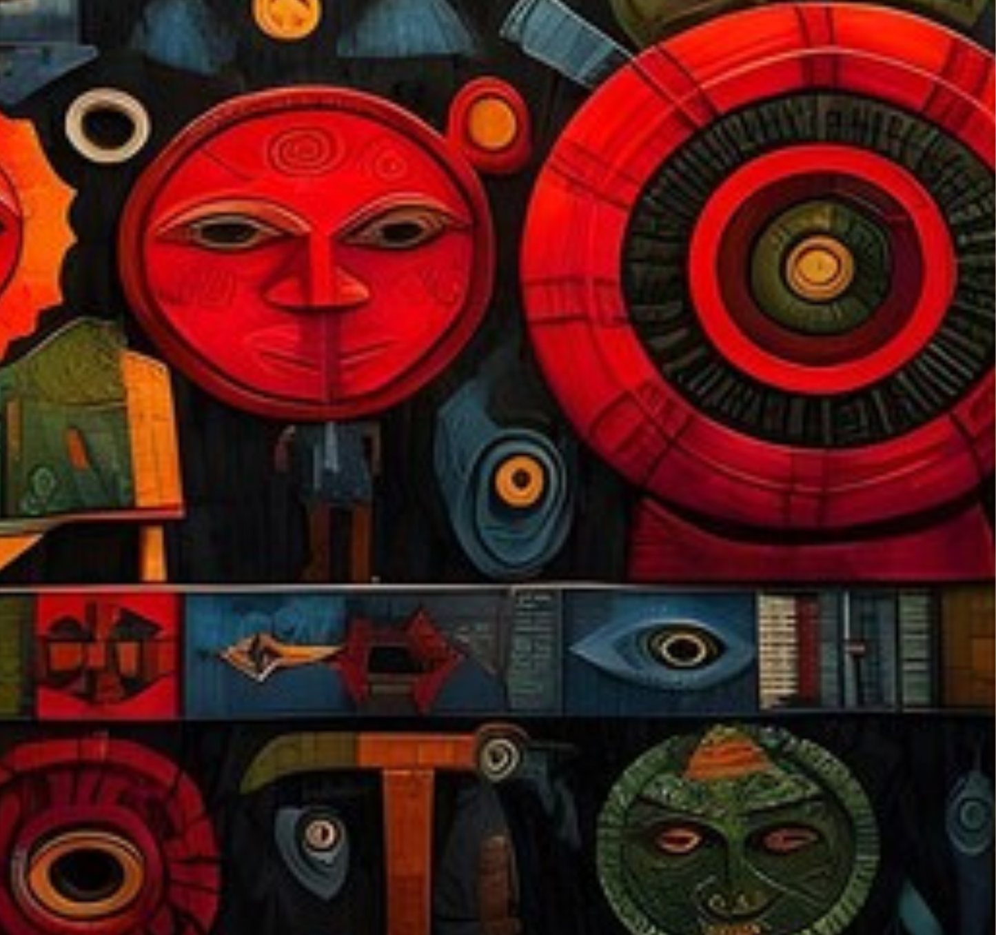 Tribal Totem Abstract Painting – Hand-Painted Modern Ethnic Wall Art