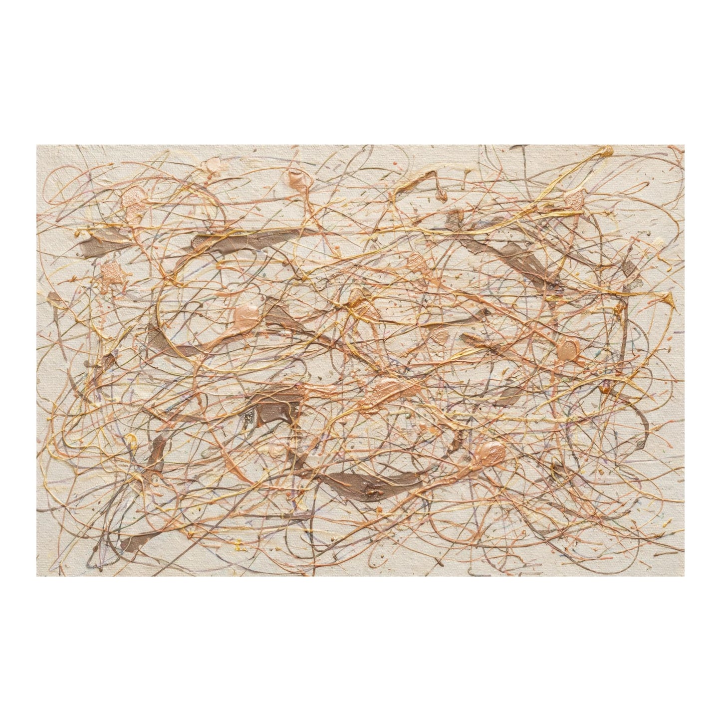 Pollock-Inspired Red, Black & Yellow Drip Painting – Hand-Painted Abstract Canvas Wall Art