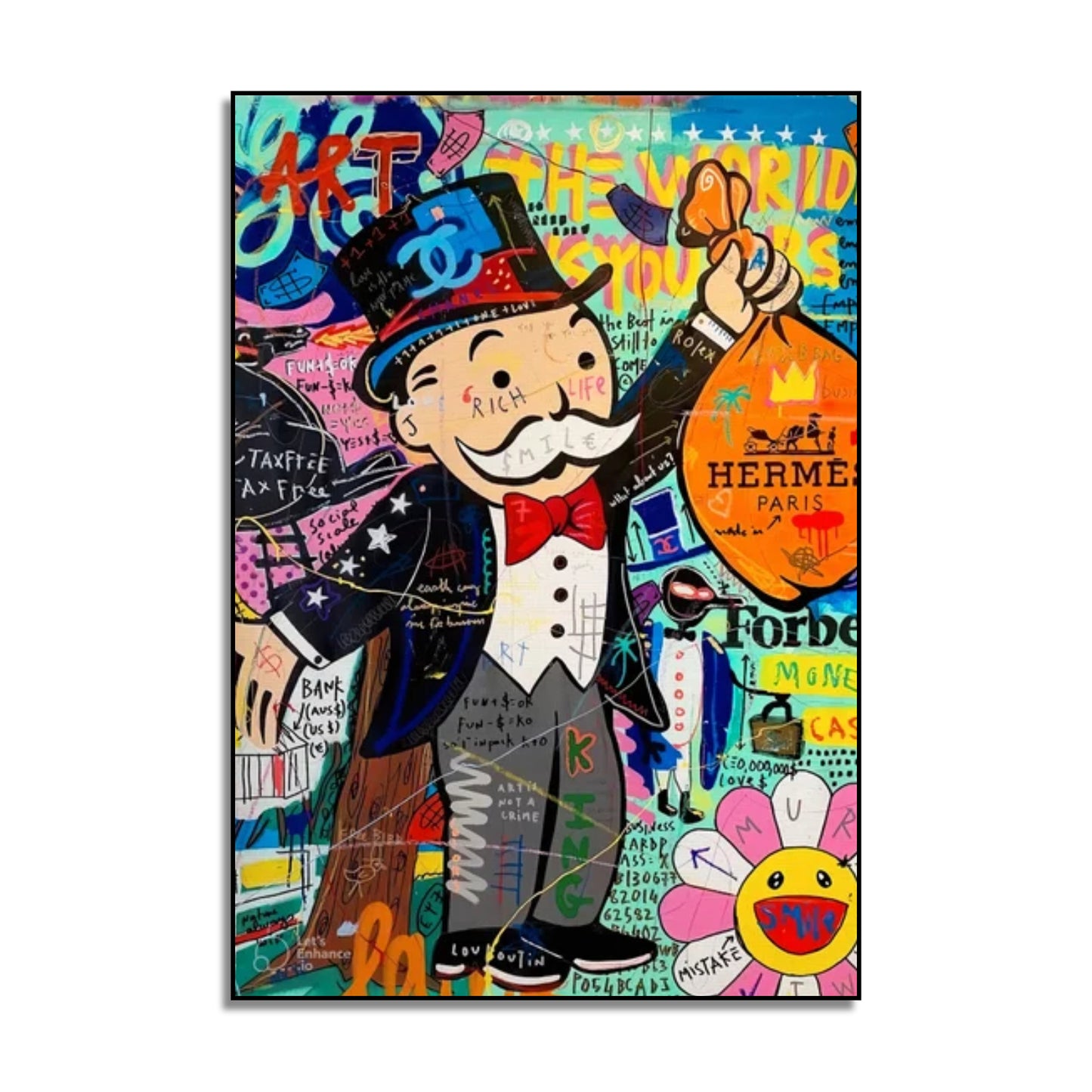 Abstract Banksy Alec Monopoly Multicolour Pop Art Painting