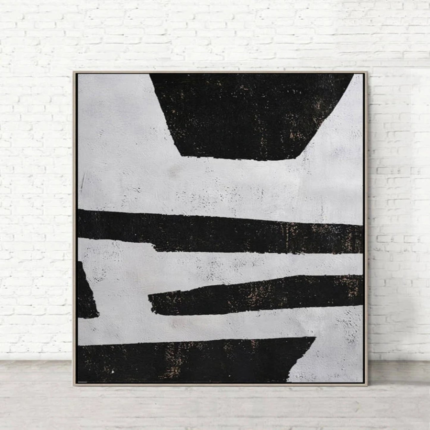 Abstract Black White Texture Minimalist Painting