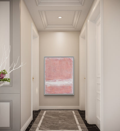 Blush Serenity Abstract Wall Art – Hand-Painted Minimalist Pink Canvas