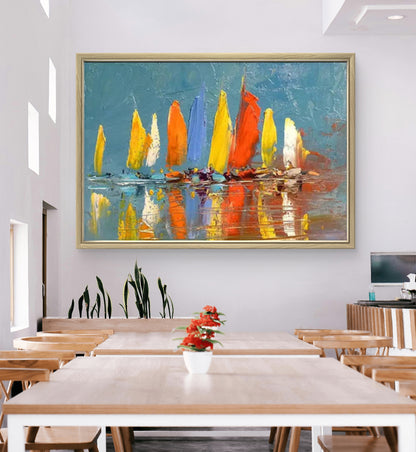 Abstract Colourful Sailboat Seascape Knife Artwork