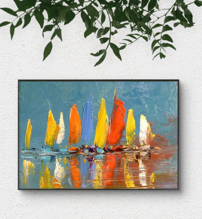 Abstract Colourful Sailboat Seascape Knife Artwork