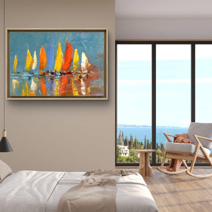 Abstract Colourful Sailboat Seascape Knife Artwork