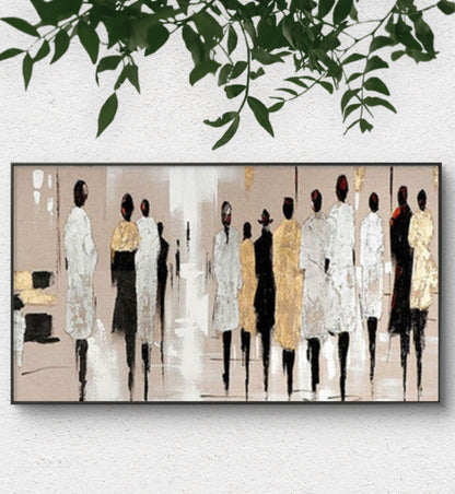 Abstract Crowd of People Walking Acrylic Painting