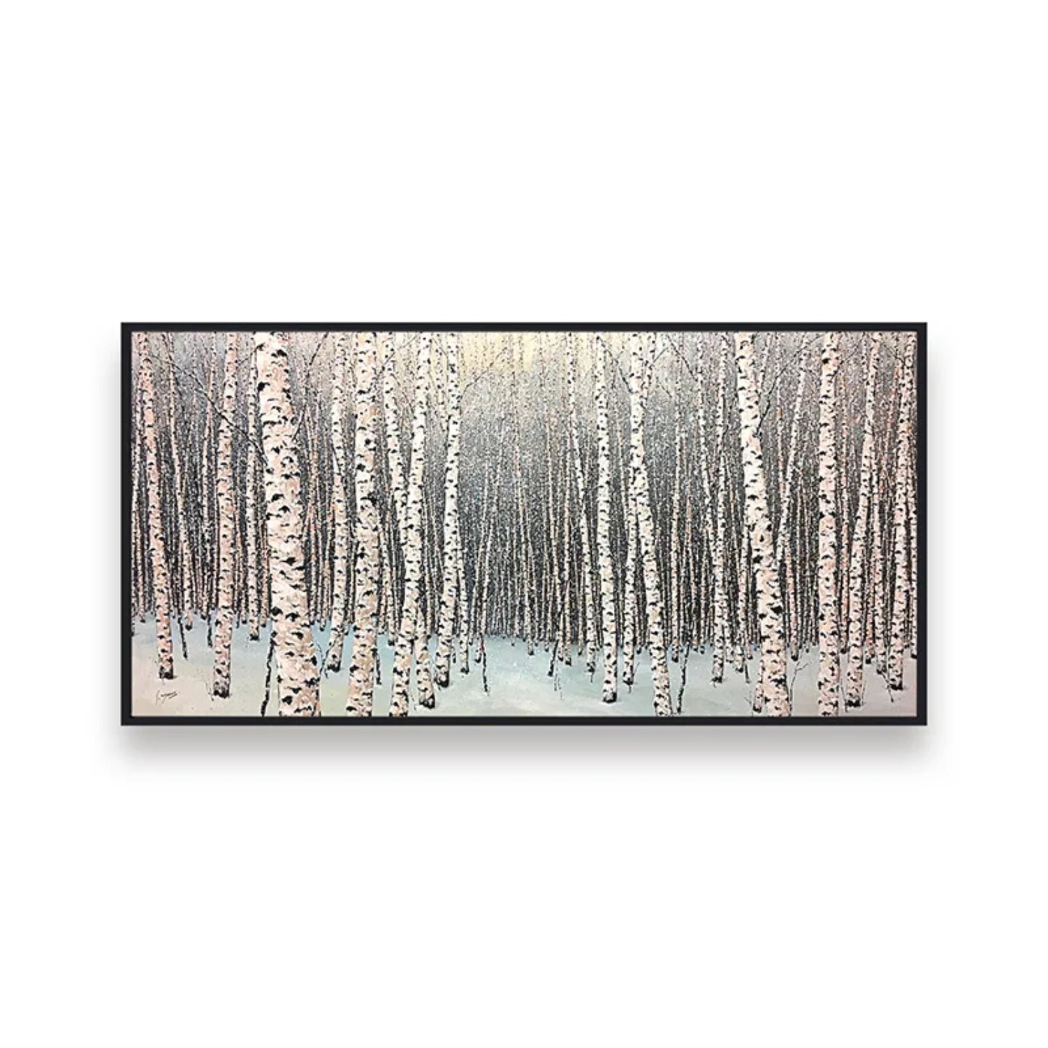 Abstract Deep Birch Forest Winter Landscape Art