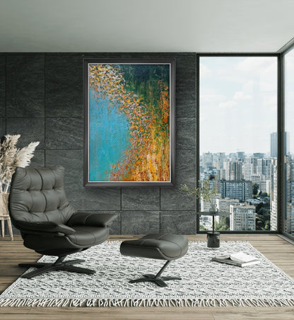 Abstract Gold Foil Beach Contemporary Oil Painting