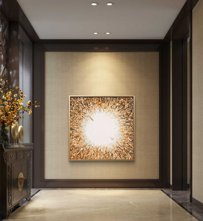 Abstract Golden Circle Pattern Wall Painting