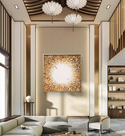 Abstract Golden Circle Pattern Wall Painting
