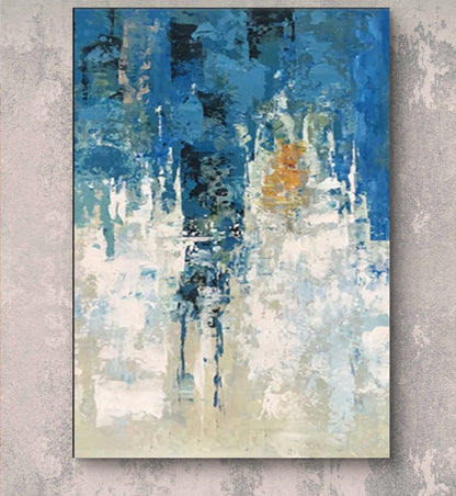 Abstract Heavy Textured Blue Landscape Wall Painting