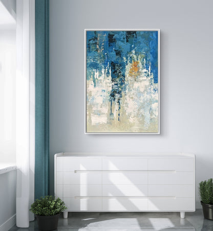 Abstract Heavy Textured Blue Landscape Wall Painting