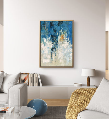 Abstract Heavy Textured Blue Landscape Wall Painting