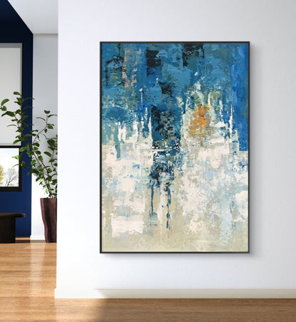 Abstract Heavy Textured Blue Landscape Wall Painting
