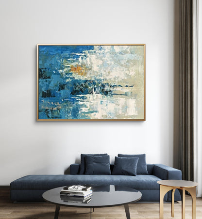 Abstract Heavy Textured Blue Landscape Wall Painting