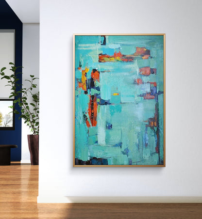 Abstract Minimalist Blue Textured Wall Hanging Art