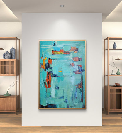 Abstract Minimalist Blue Textured Wall Hanging Art