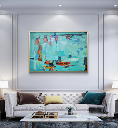 Abstract Minimalist Blue Textured Wall Hanging Art