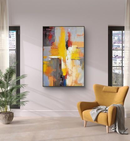 Arte da parete minimalista strutturata multicolore astratta