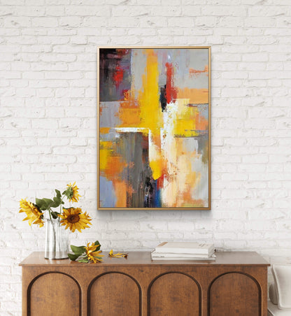 Arte da parete minimalista strutturata multicolore astratta