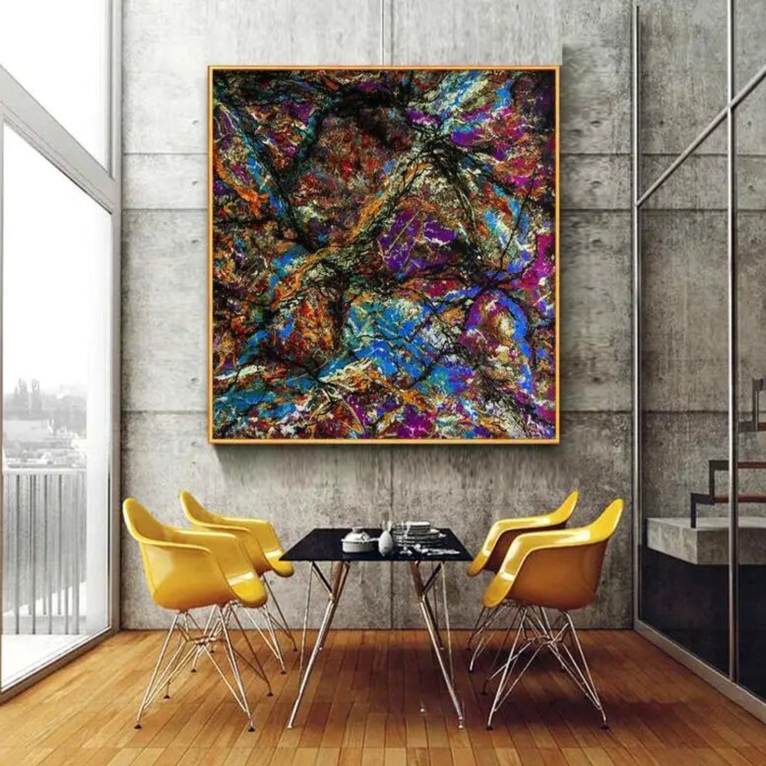 Abstract Rainbow Explosion Jackson Pollok Painting