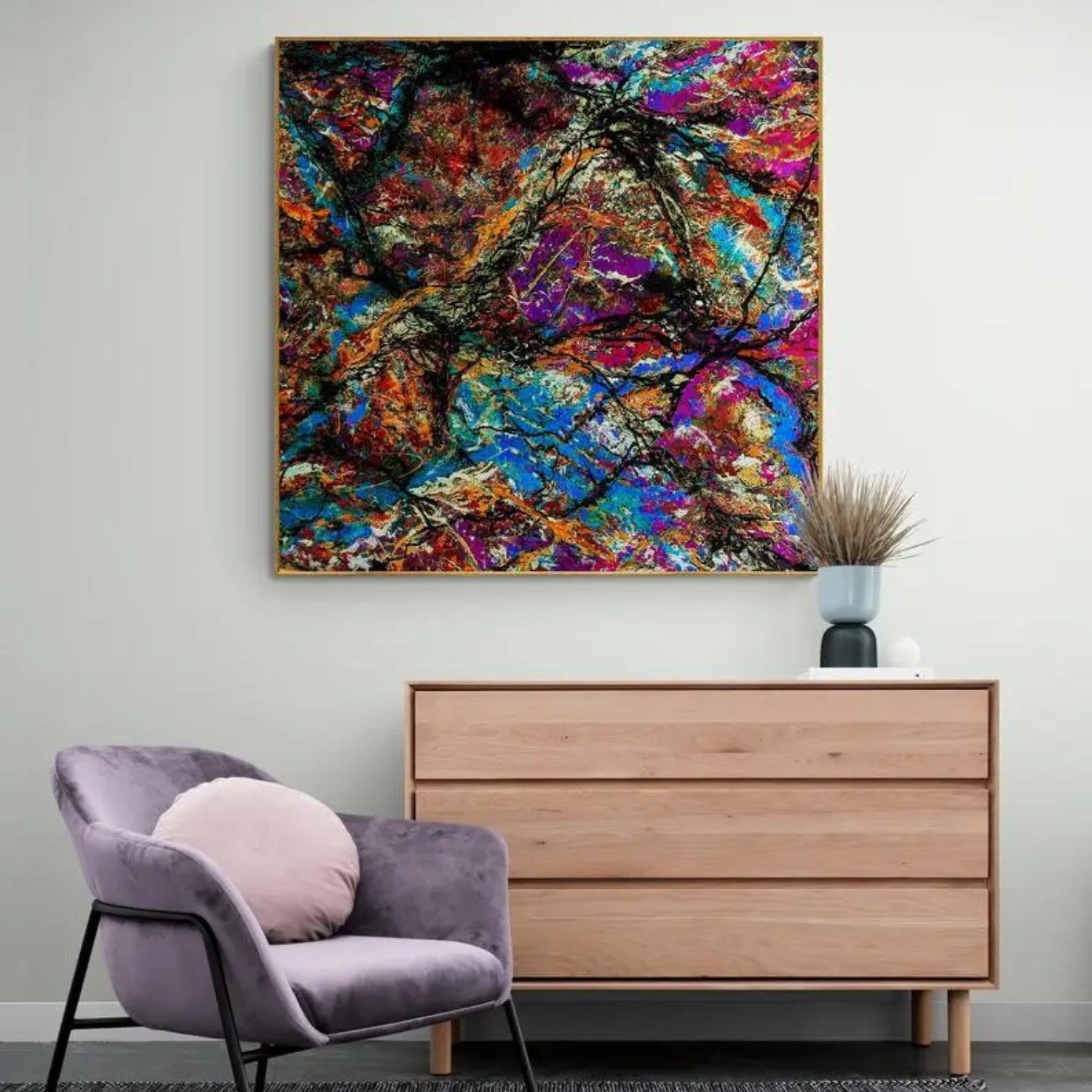 Abstract Rainbow Explosion Jackson Pollok Painting